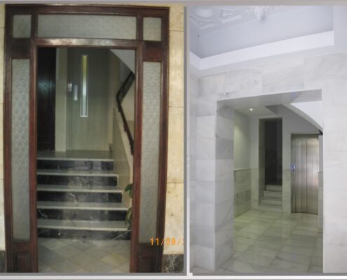 modernización entrada edificio y ascensor