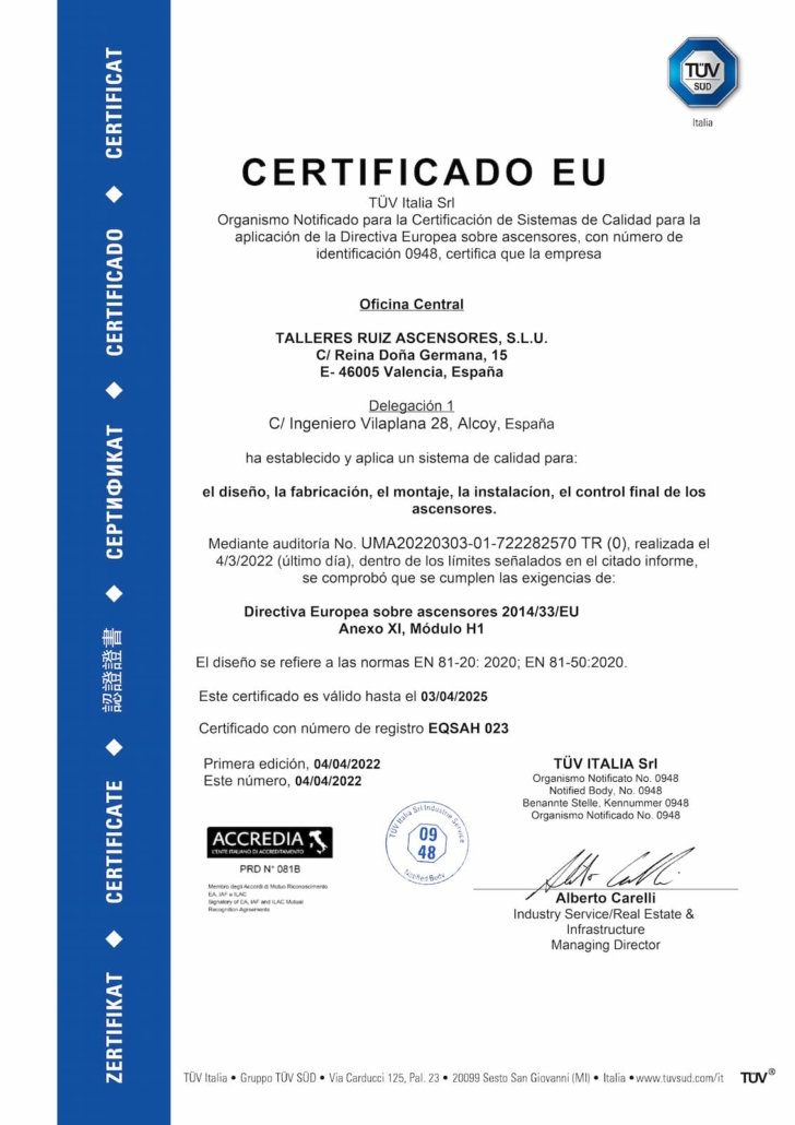 EQSAH 023 certificado